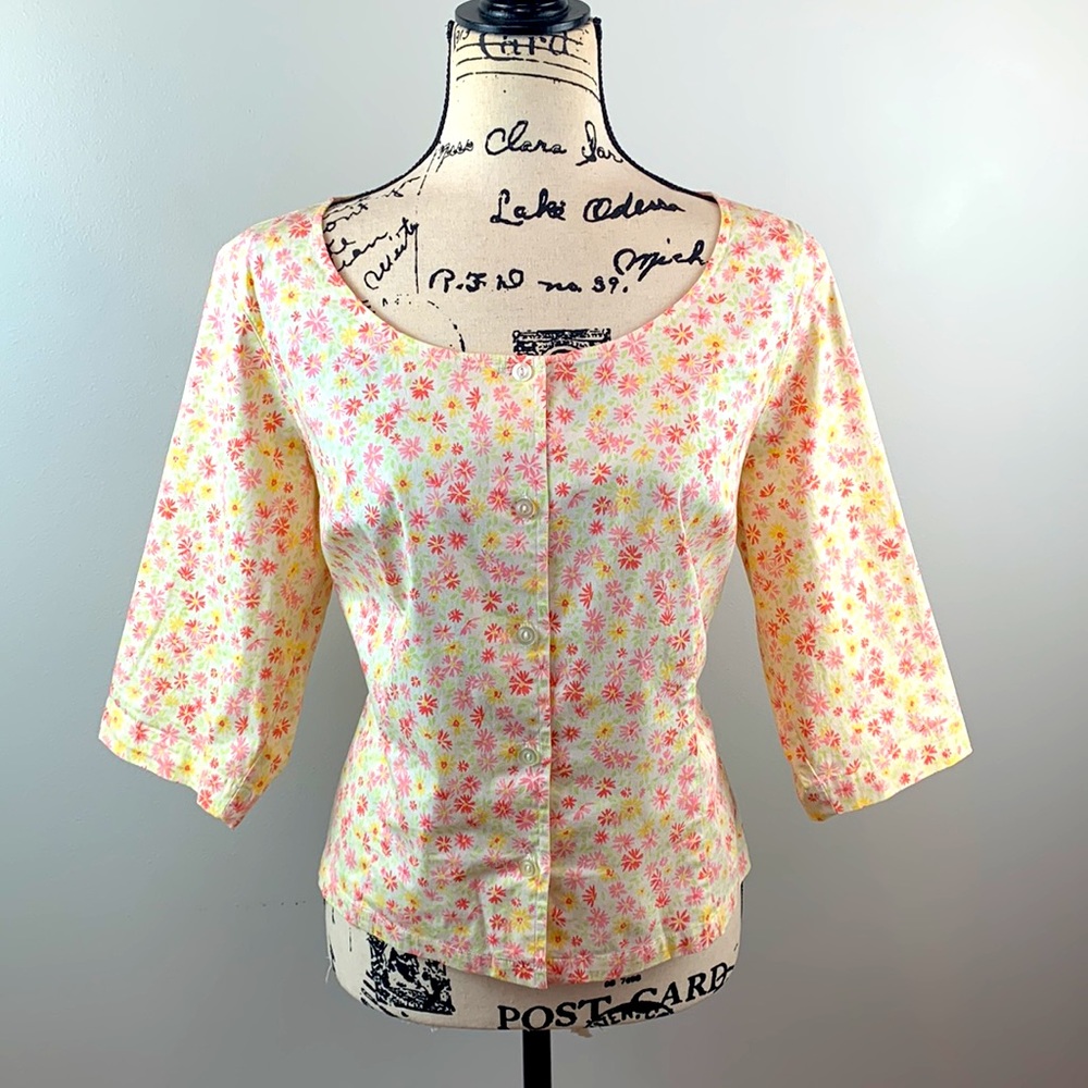 Elizabeth by Liz Claiborne Floral Print Button Up Top